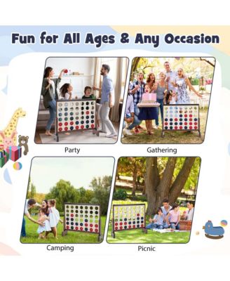 4-in-a-row Game Set with 42 PCS Chips & 600D Oxford Fabric Carrying Bag Wooden