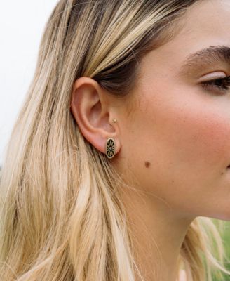 Nisha Ball and Oval Stud Earrings, Set of 2