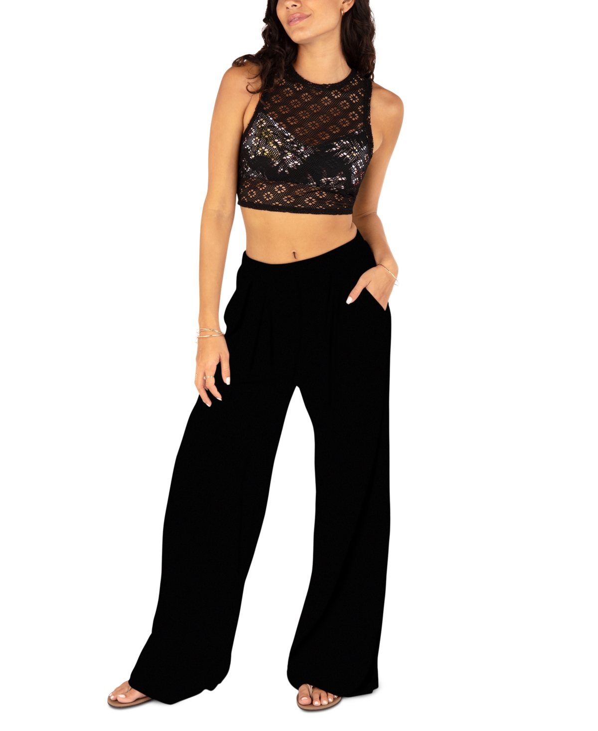 HURLEY JUNIORS' PULL-ON WIDE-LEG TROUSER BEACH PANTS 