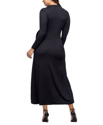 Women's Comfortable Collared Wrap Maxi Dress