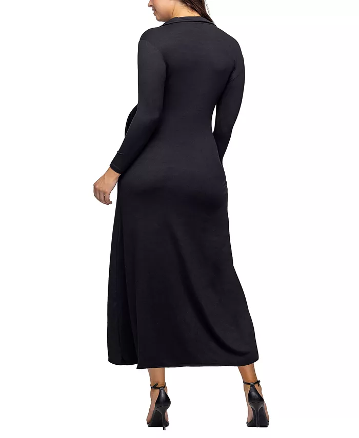 Women's Comfortable Collared Wrap Maxi Dress - thumbnail 6