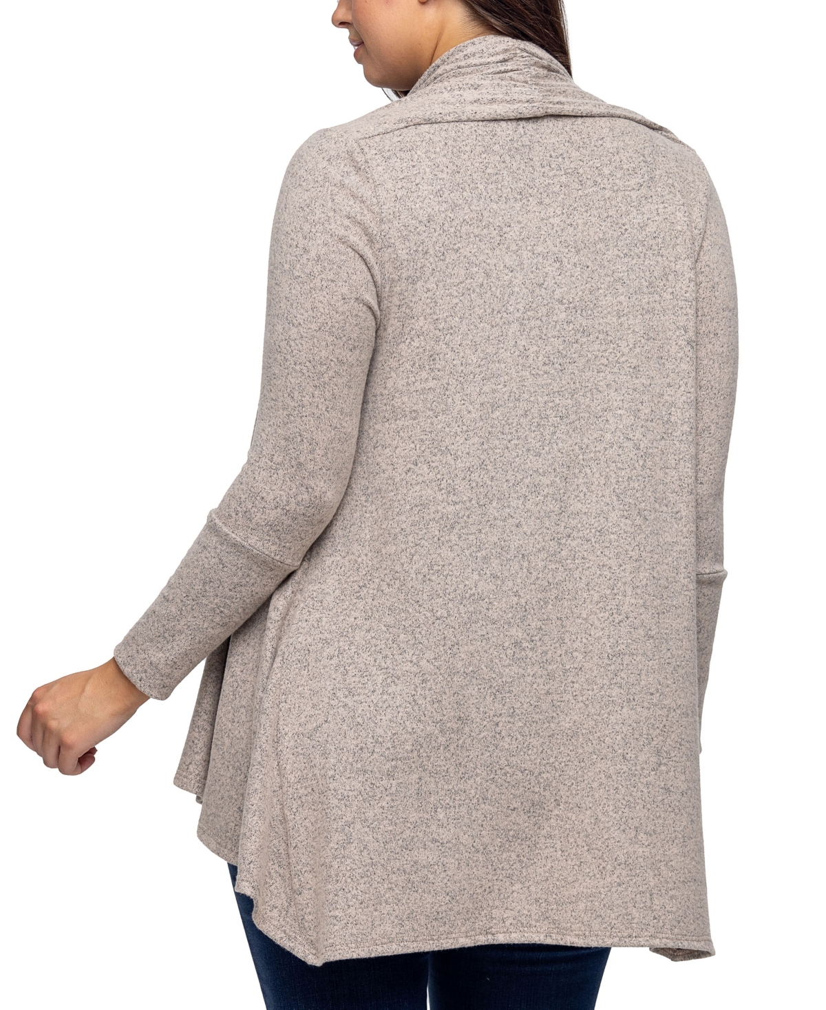 24SEVEN COMFORT APPAREL WOMEN'S OPEN FRONT LONG SLEEVE HIGH LOW COZY CARDIGAN 