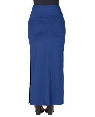 Women's Versatile Side Slit Elastic Waist Maxi Skirt