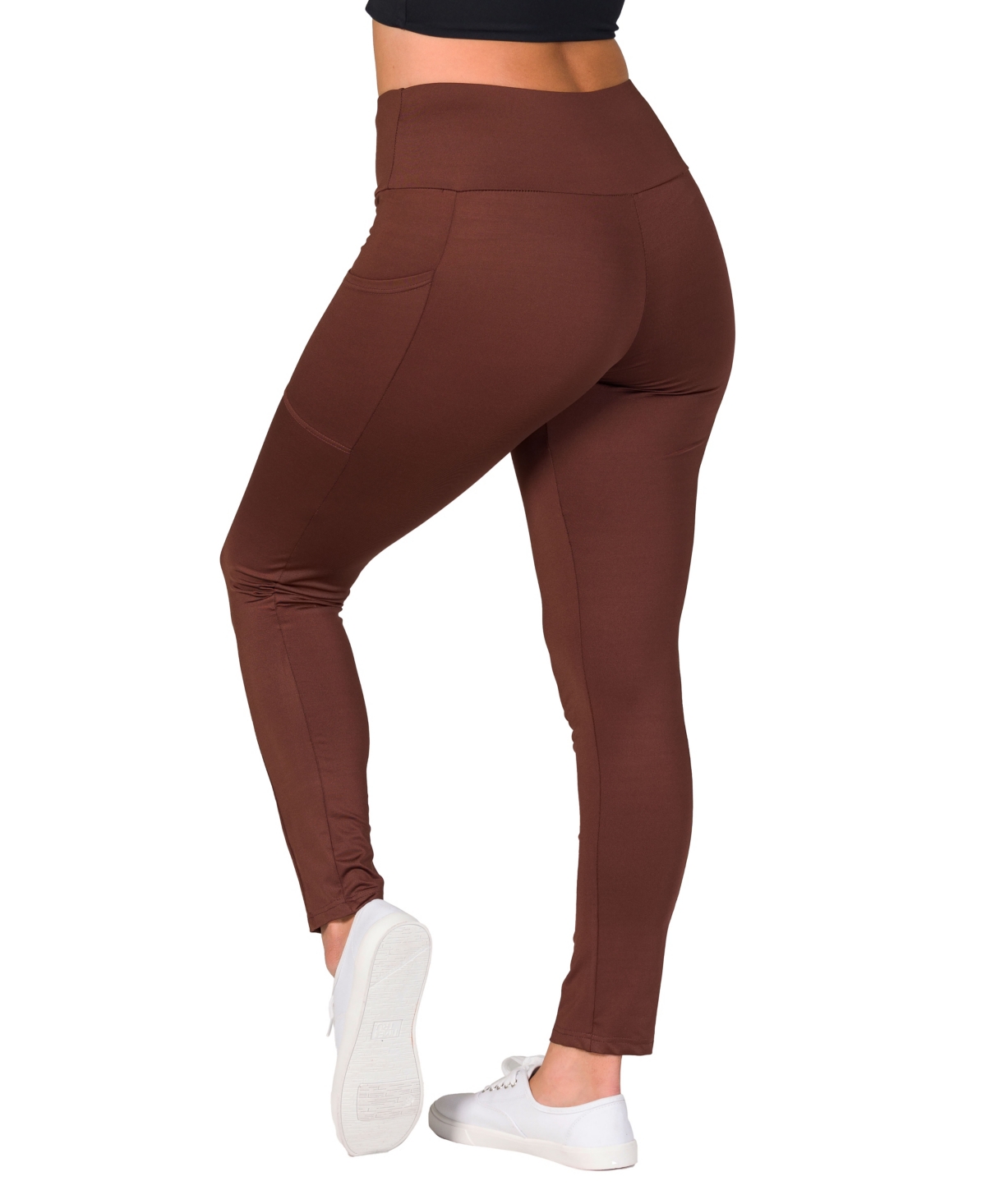 Shop 24seven Comfort Apparel Women's Side Pocket Ankle Length Yoga Pant Leggings In Brown