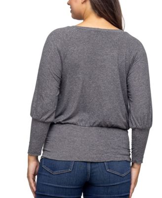 Women's Round Neck Long Sleeve Banded Bottom Top