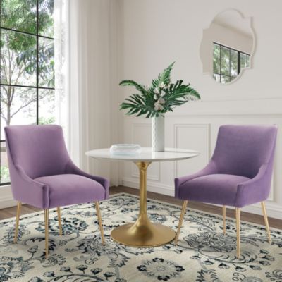 Velvet fabric Dining Chair with Pulling Handle and Adjustable Foot Nails(Set of 2)