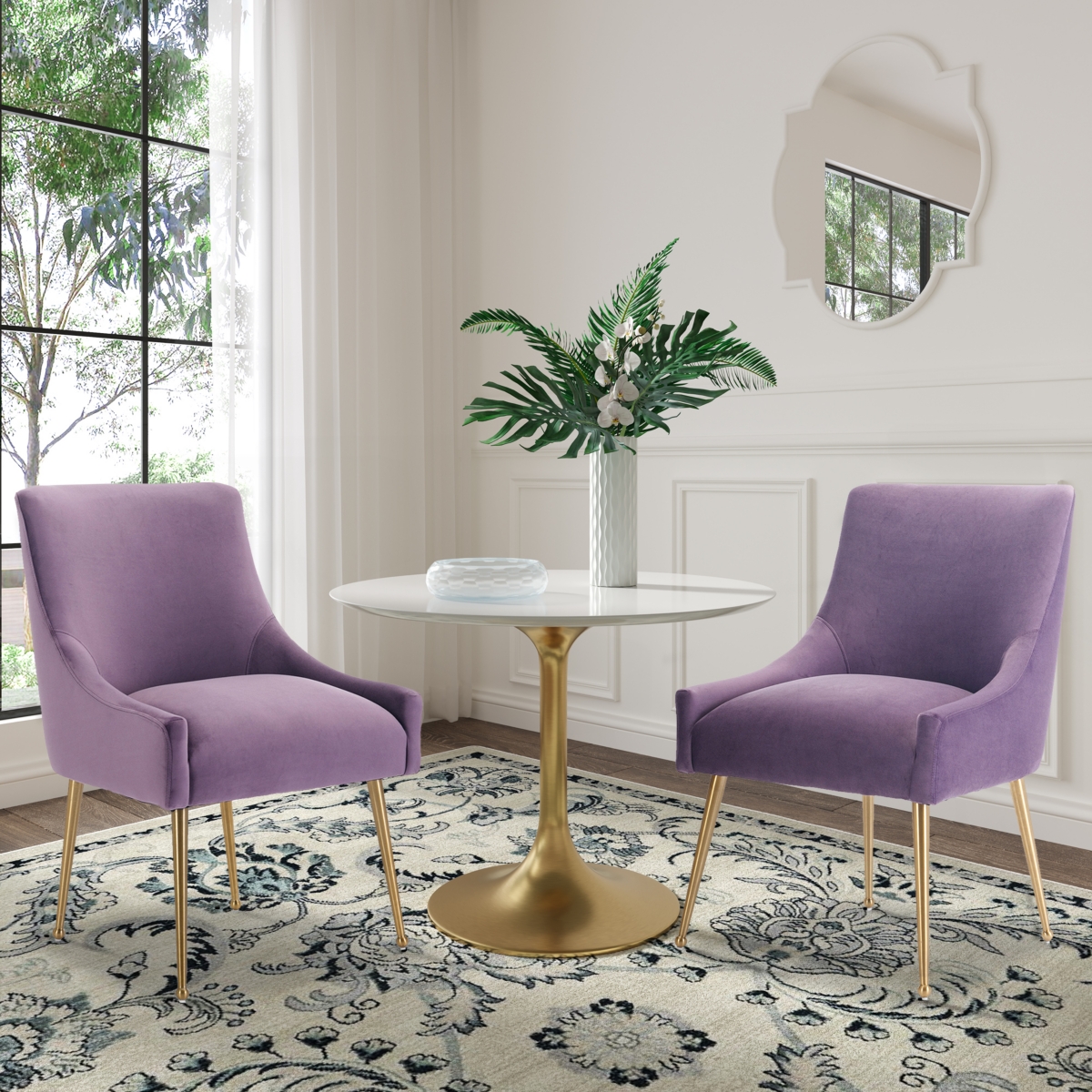 Boyel Living Velvet Dining Chair with Pulling Handle and Adjustable Foot Nails(Set of 2)