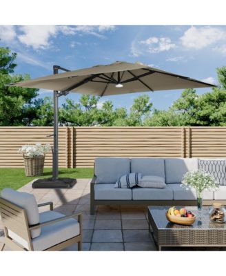 10 ft. 360° Rotation Square Cantilever Patio Umbrella with Base and BT