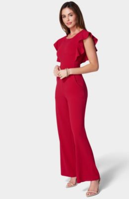 Women's Scuba Crepe Jumpsuit With Ruffle Sleeve