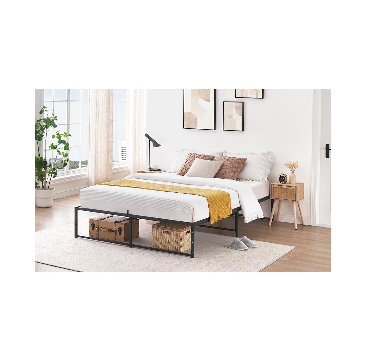 gaomon Size Bed Frame Platform, Metal Bed Mattress Frame with 3 in 1 Steel Support Ultra Sturdy, 14 inch No Box Spring Needed Easy to Asse