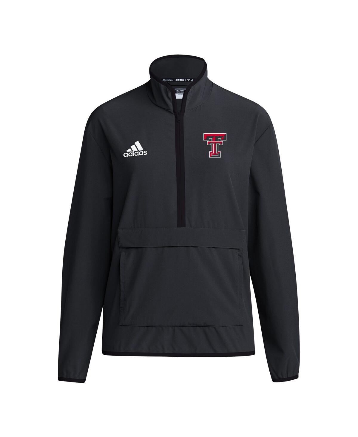 Adidas Men'sTexas Tech Red Raiders 2024 Coaches Sideline Long Sleeve Quarter-Zip Top - Black