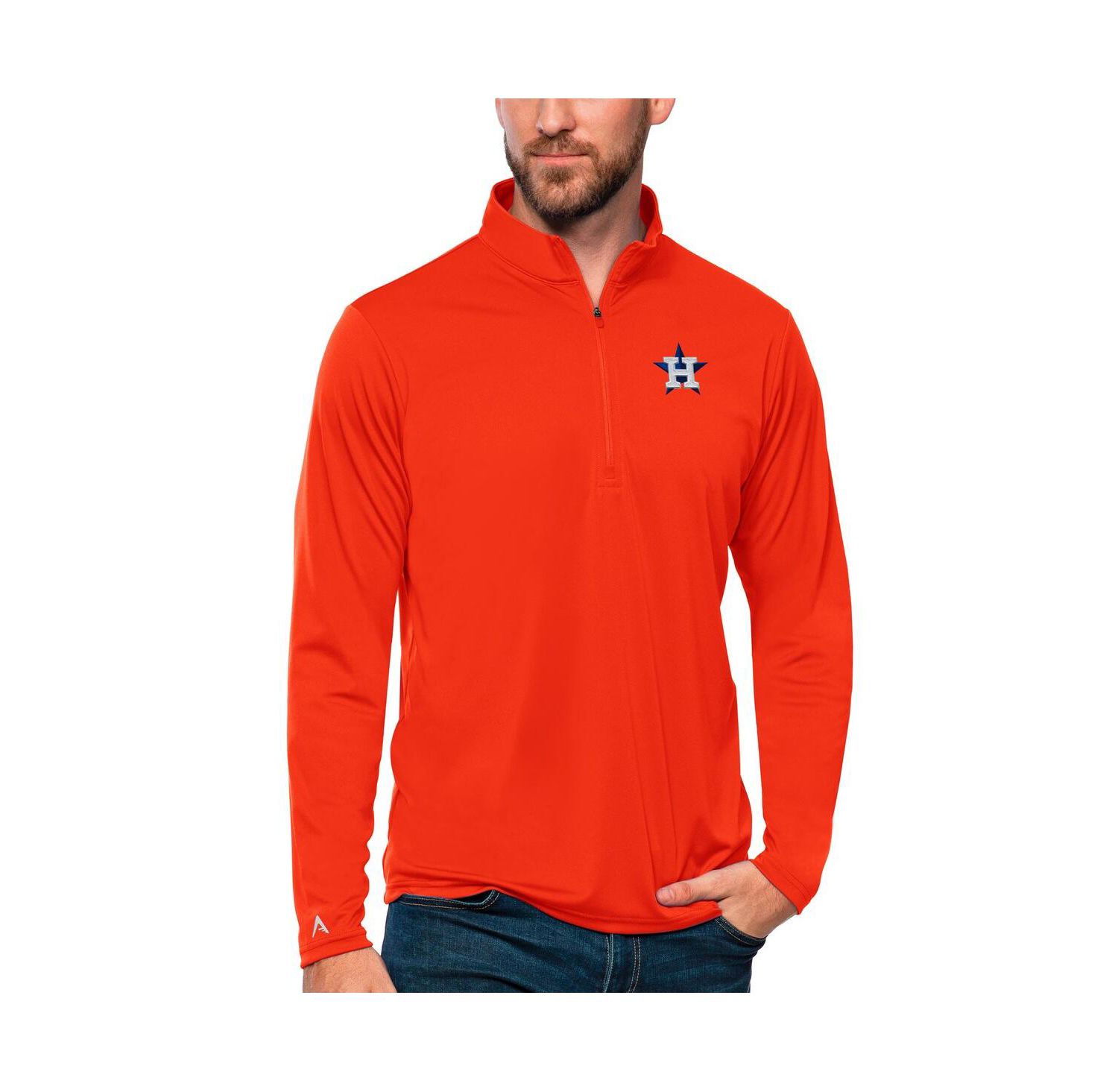 Men's Orange Houston Astros Tribute Quarter-Zip Pullover Top