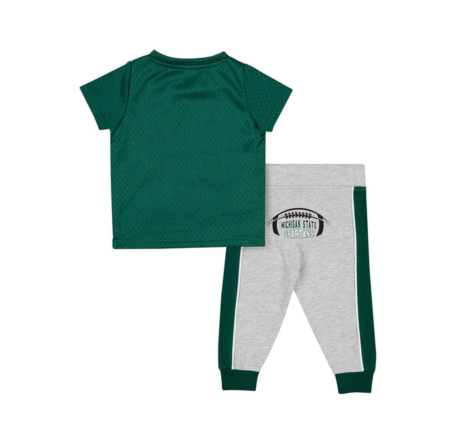 Baby Boys and Girls Green/Heather Gray Michigan State Spartans Ka-Boot-It Jersey Pants Set