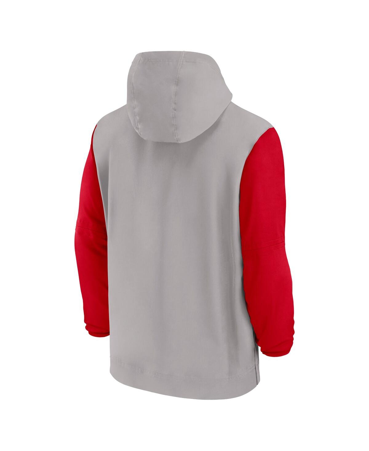 Nike Men'sOhio State Buckeyes 2024 Sideline Pregame Player Half-Zip Hoodie - Pewter, Red