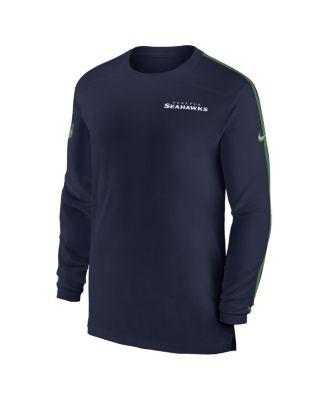 Men's College Navy Seattle Seahawks Sideline Coach UV Performance Long Sleeve T-Shirt