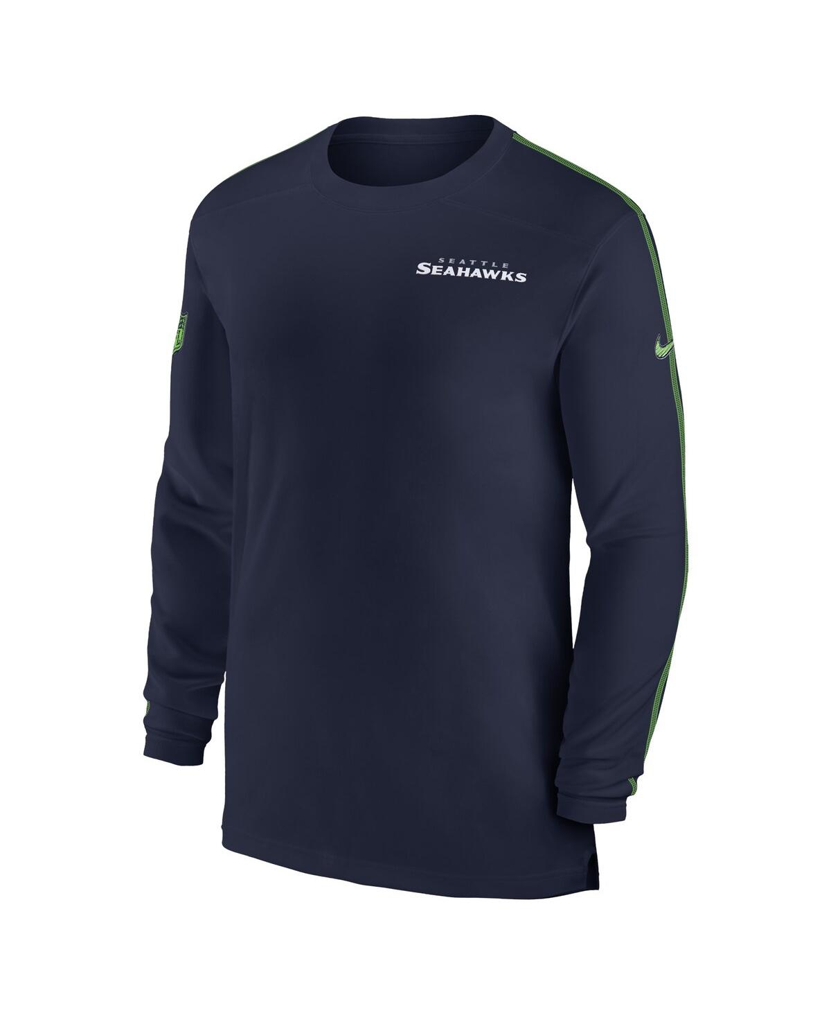 Nike Men's CollegeSeattle Seahawks Sideline Coach Uv Performance Long Sleeve T-Shirt - Navy