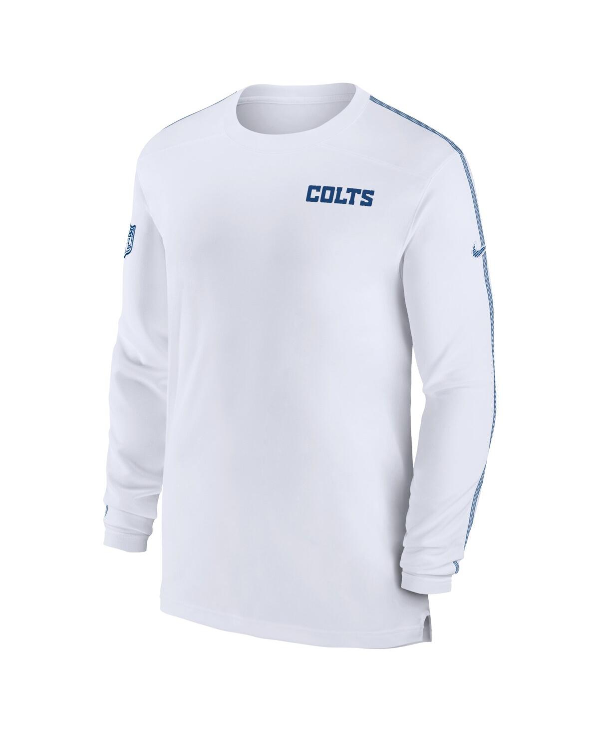 Nike Men's White Indianapolis Colts Sideline Coach Uv Performance Long Sleeve T-shirt In White,royal