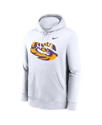 Men's White LSU Tigers Primetime Alternate Logo Club Fleece Pullover Hoodie