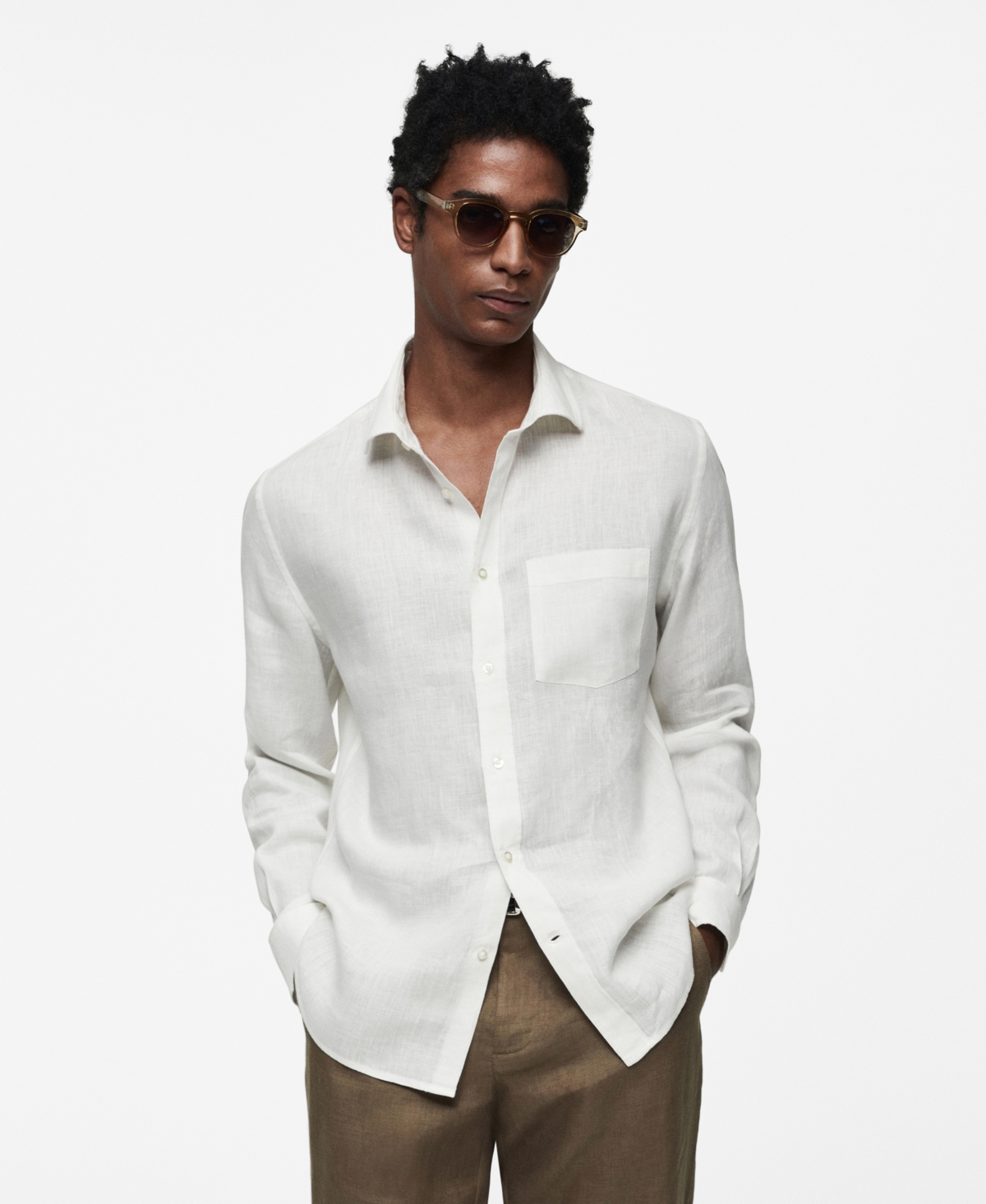 Mango Men's 100% Linen Slim-Fit Shirt