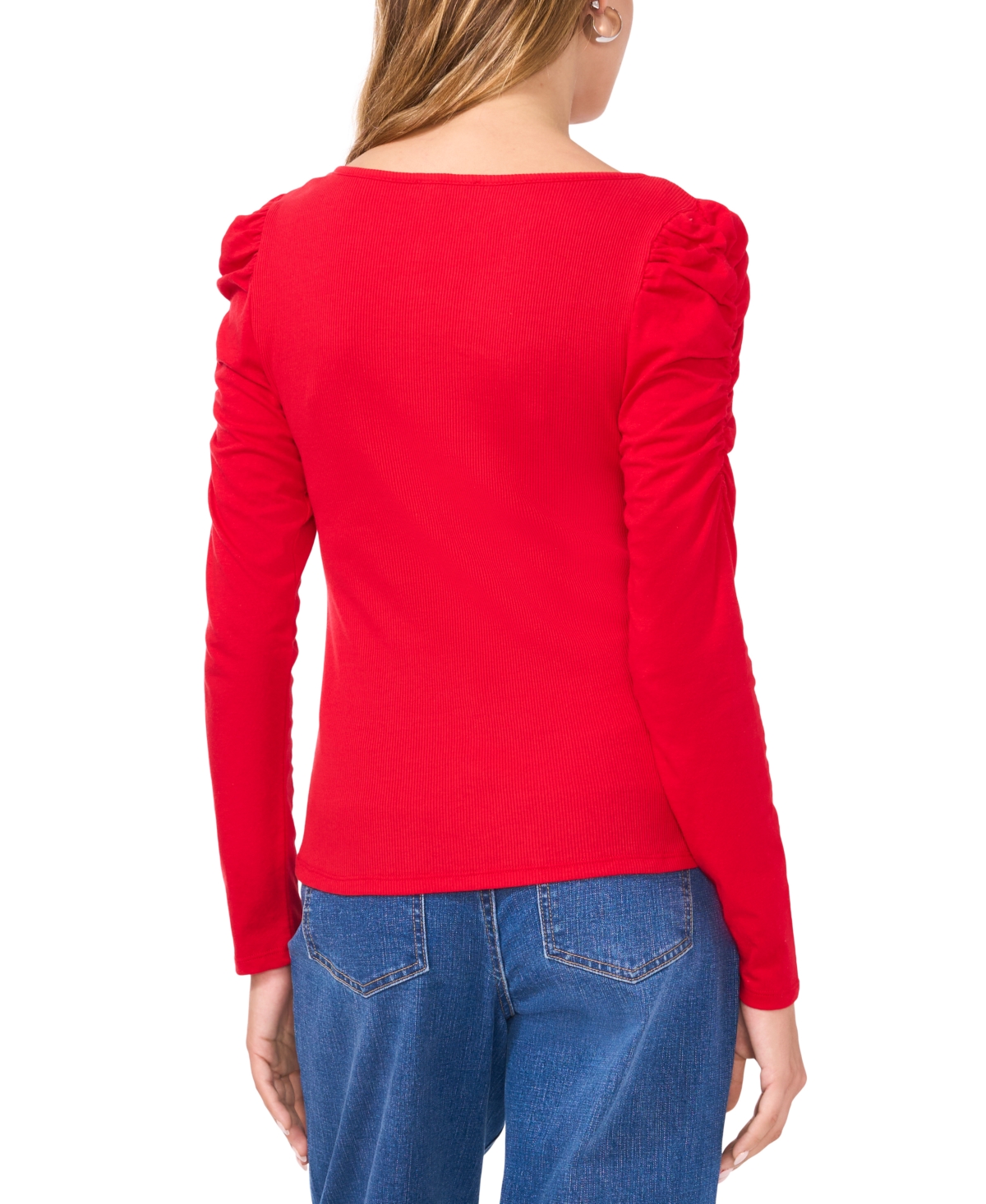 1.state Women's Scoop-Neck Cotton Long-Sleeve Knit Top