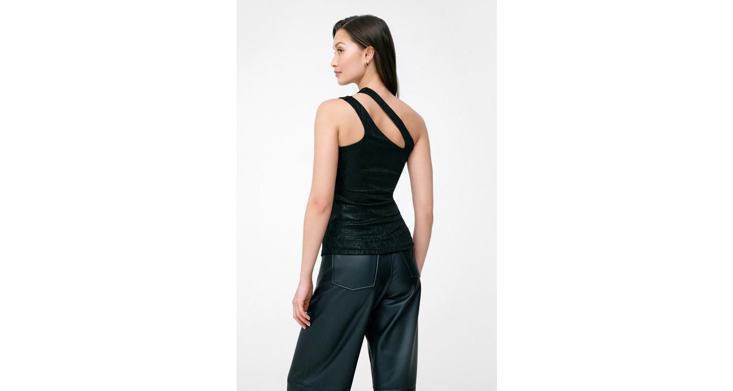 Women's Siren Metallic One-Shoulder Cutout Fitted Evening Top