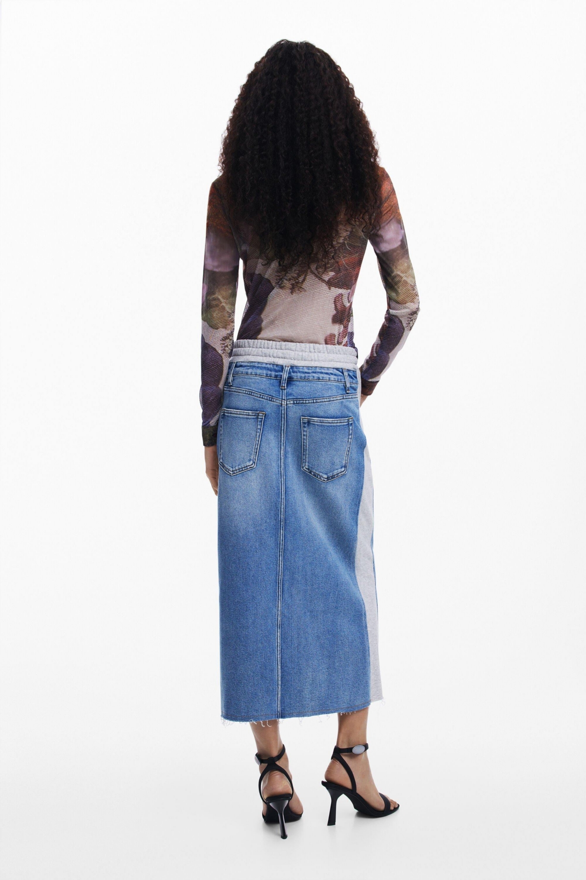 Desigual Women's Hybrid denim midi skirt