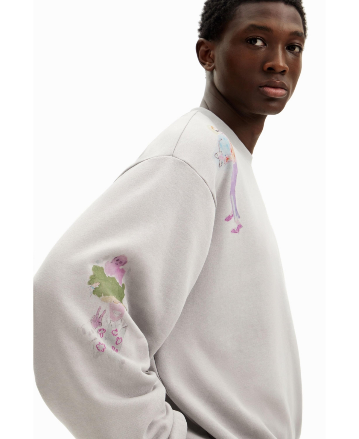 Desigual Men's Watercolor illustrations sweatshirt