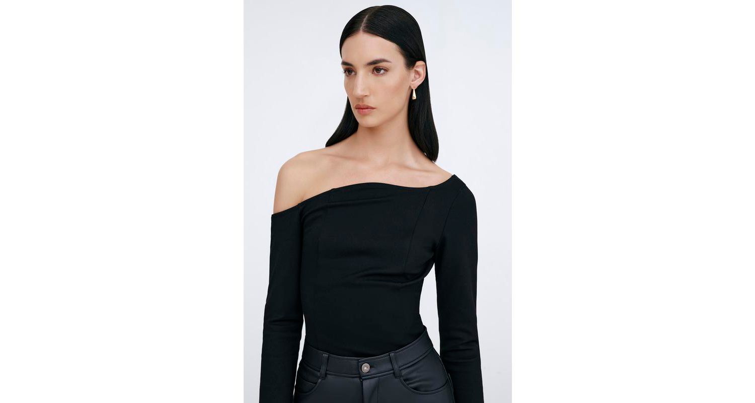Women's Sylvan One-Shoulder Asymmetric-Neckline Long-Sleeve Top