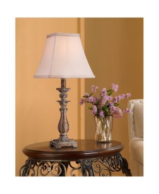 Alicia Country Cottage Accent Table Lamp 18" High Distressed Antique Gold Off White Square Shade for Bedroom Living Room Bedside House