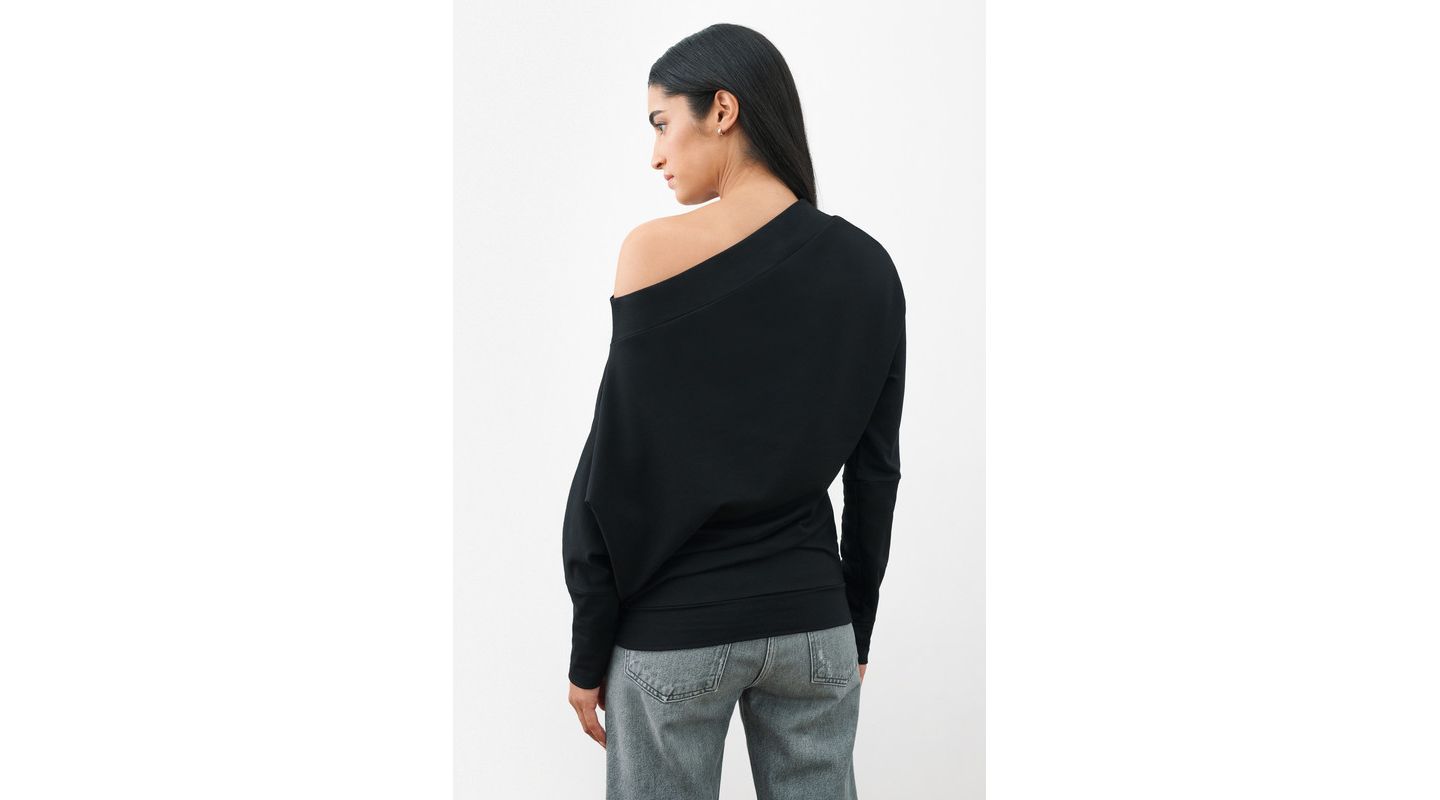 Женская толстовка Marcella Lauren Off-Shoulder Long-Sleeve Relaxed-Fit Casual, цвет: Чёрный — фото 2