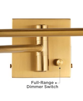 Alta Vintage Swing Arm Wall Lamp Warm Antique Brass Plug-in Light Fixture Black Fabric Drum Shade for Bedroom Bedside Living Room Home