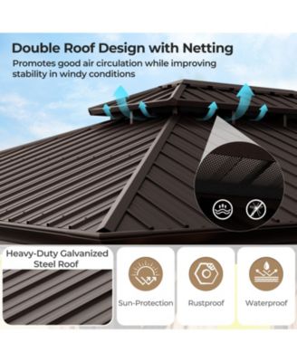 12' x 16' Double-Roof Hardtop Gazebo with Galvanized Steel Roof