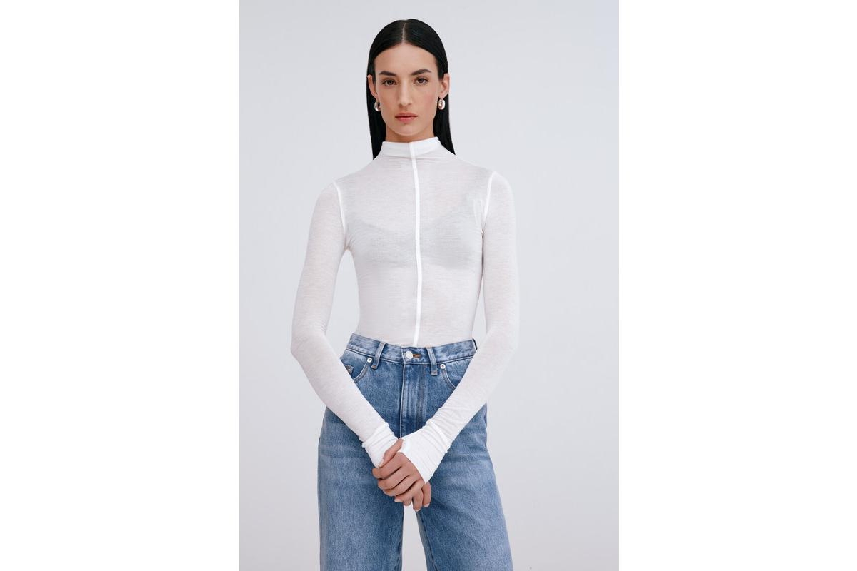 Women's Alicia Sheer Turtleneck - Off white