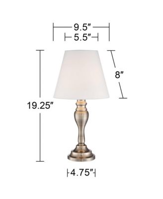 Thom Traditional Desk Lamp 19 1/4" High Brass Candlestick Touch On Off White Bell Shade for Bedroom Living Room Bedside Nightstand Office