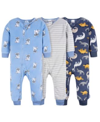 Baby Boys Baby Footless Fleece Pajamas, 3-Pack