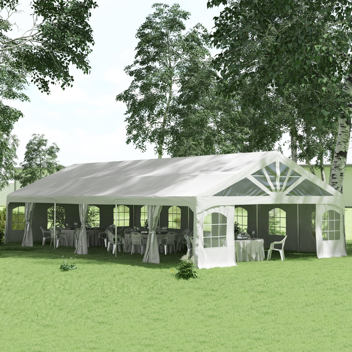 Outsunny 19.5' x 39' Heavy Duty Party Tent with 2 Doors and 20 Windows