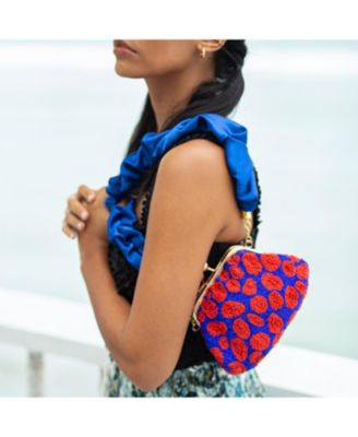 MANDY Arnoldi Hand-beaded Clutch Bag In Red & Blue
