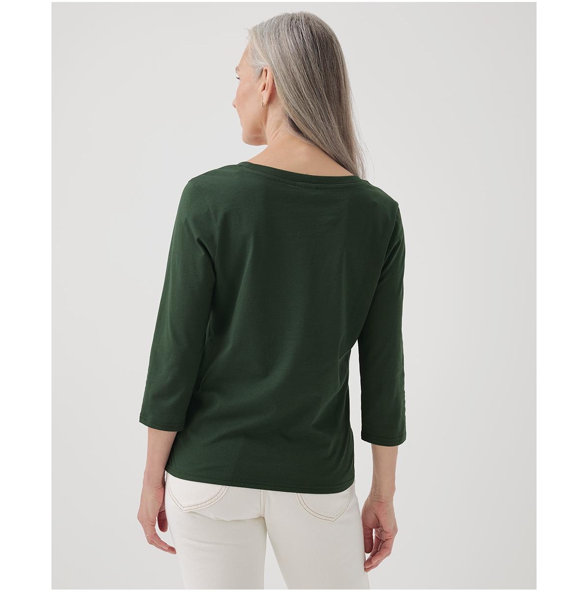 Pact Women's Organic Cotton Softspun Scoop Neck 3/4 Sleeve Tee