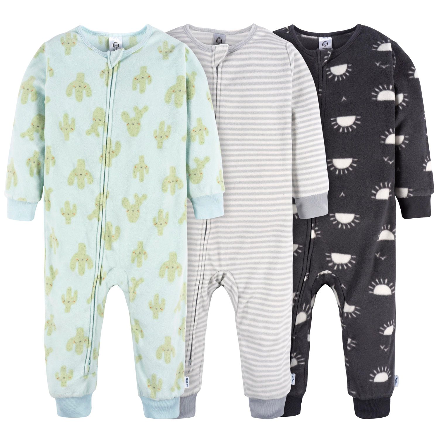 Baby Girls Footless Fleece Pajamas, 3-Pack