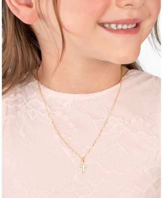 Kids Children's 14K Gold Beautifully Beveled Cross 12-14" Necklace