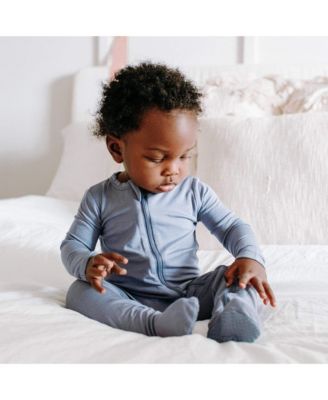 Baby Boys Zippered Footie in Cloud, 0-3 Months