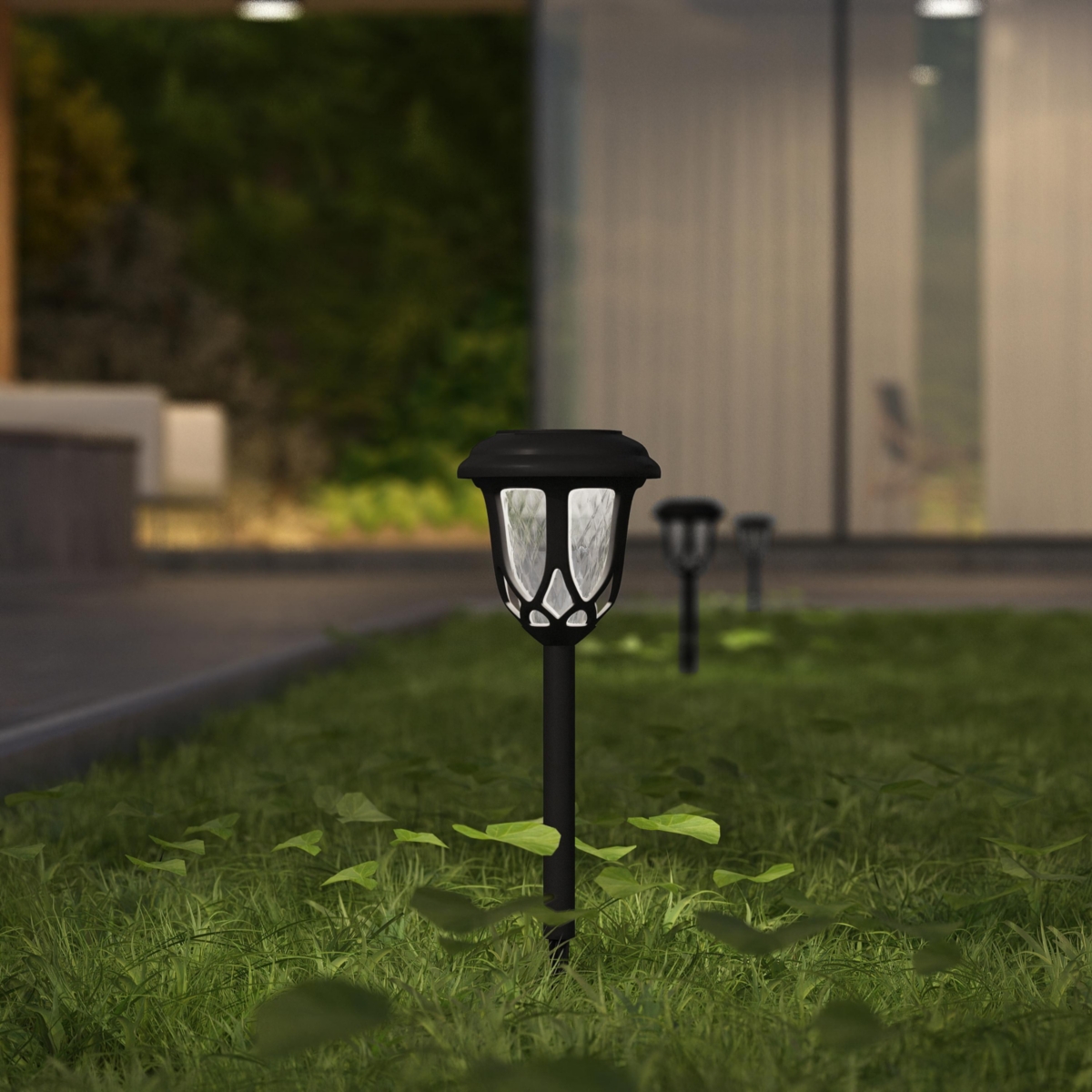 All-Weather Tulip Design Led Solar Lights, Outdoor Solar Powered Lights For Pathway, Garden, & Yard - Set Of 8 - Brown