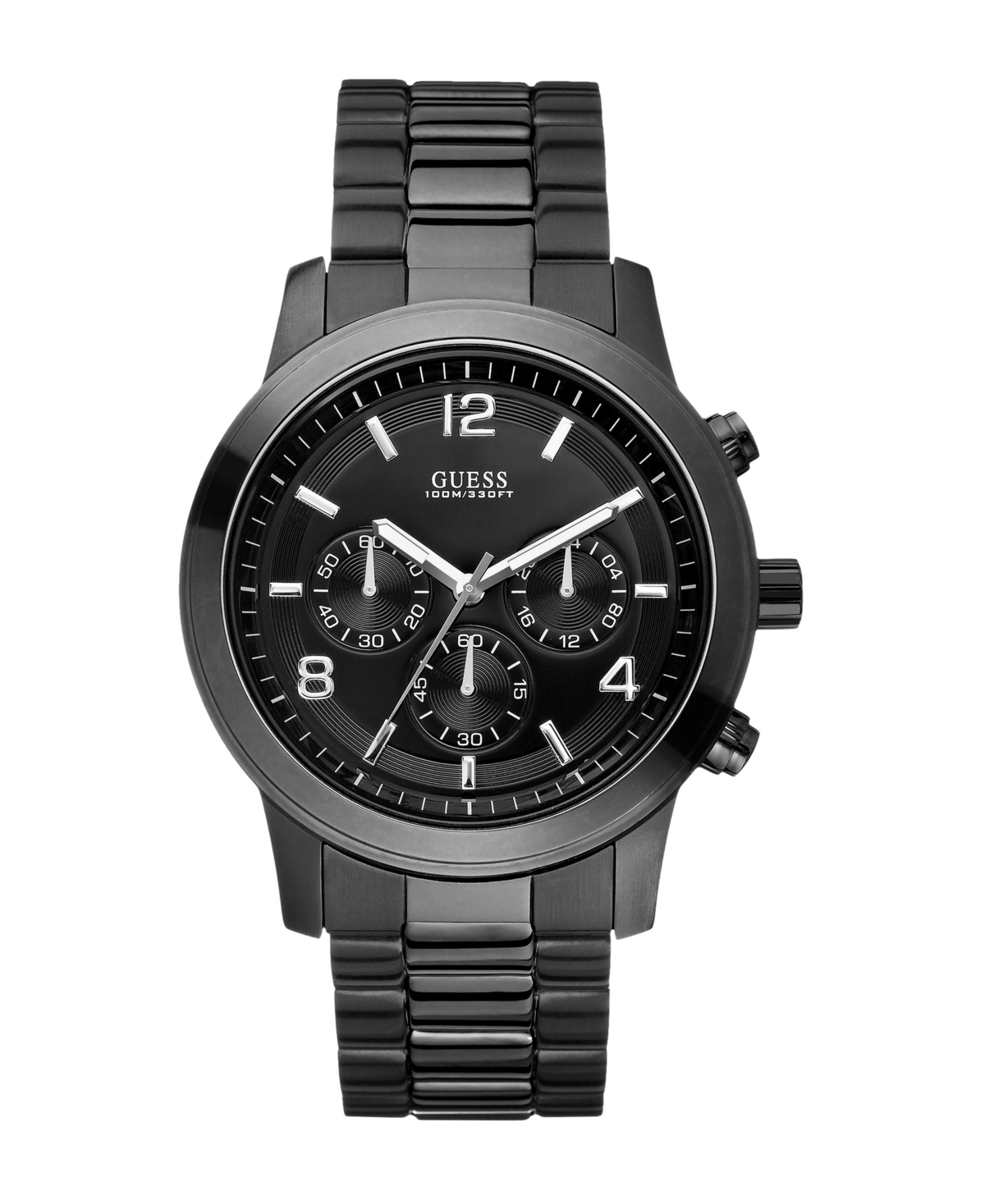 Guess Men's Analog Black Stainless Steel Watch, 44mm In Black