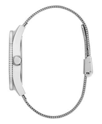 Men's Analog Silver Tone Mesh Watch, 44mm