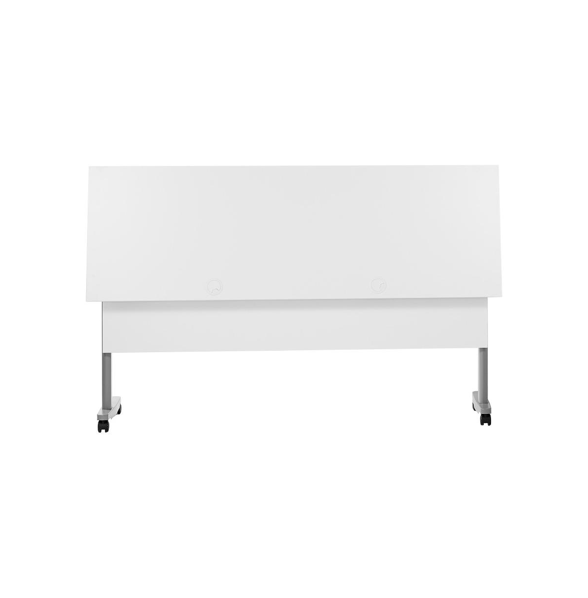 Emma+Oliver Hahn Heavy-Duty Flip Top Training Table With Nesting Design, Privacy Panel, T-Legs, Tabletop, Metal Frame -gray frame