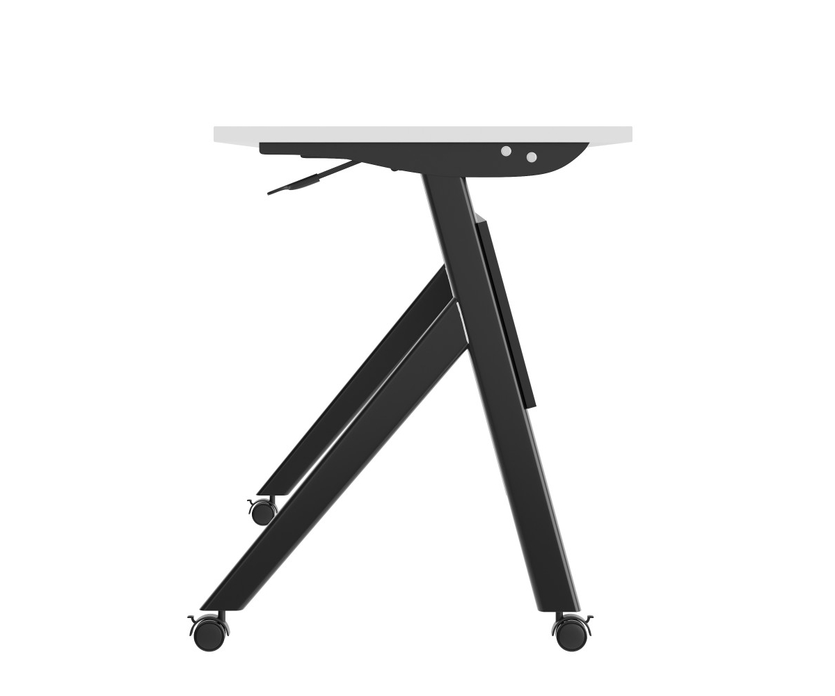 Emma+Oliver Griffin Heavy-Duty Flip Top Training Table With Nesting Design, Privacy Panel, Y-Legs, Tabletop, Metal Frame -black frame