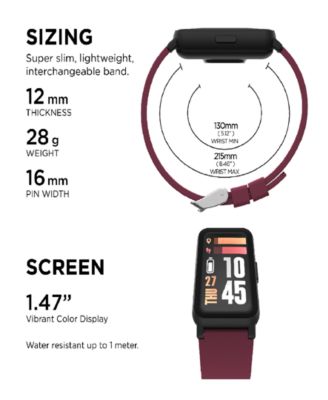 Active 4 Unisex Burgundy Silicone Strap Smartwatch Fitness Tracker 42.7mm