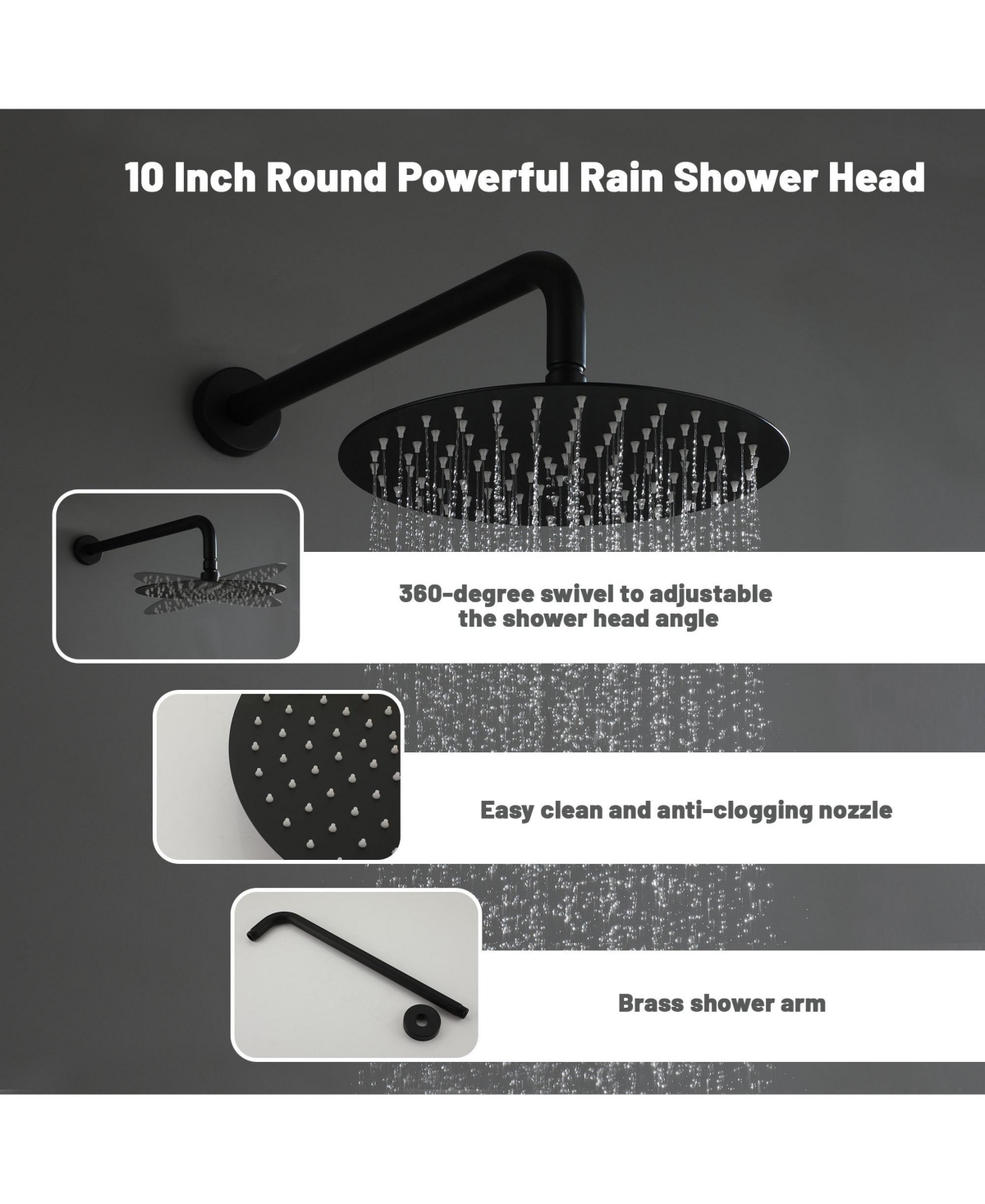 Boyel Living 1-Spray Patterns with 2.5 Gpm in. Round Wall Mount Dual Shower Heads with Pressure Balance Valve