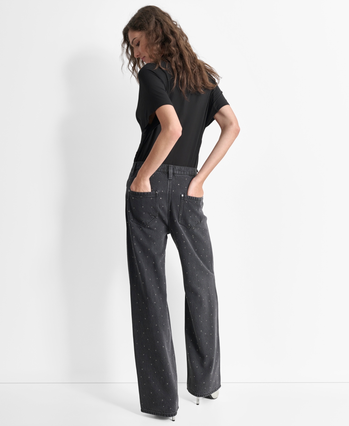 Dkny Women's Mid-Rise Embellished Straight-Leg Jeans