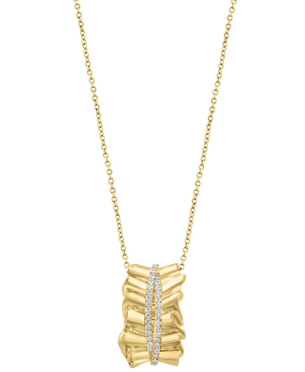 Effy Collection Effy Diamond Double Row Wavy 18" Pendant Necklace (1/5 Ct. T.w.) In 14k Gold In Yellow Gol